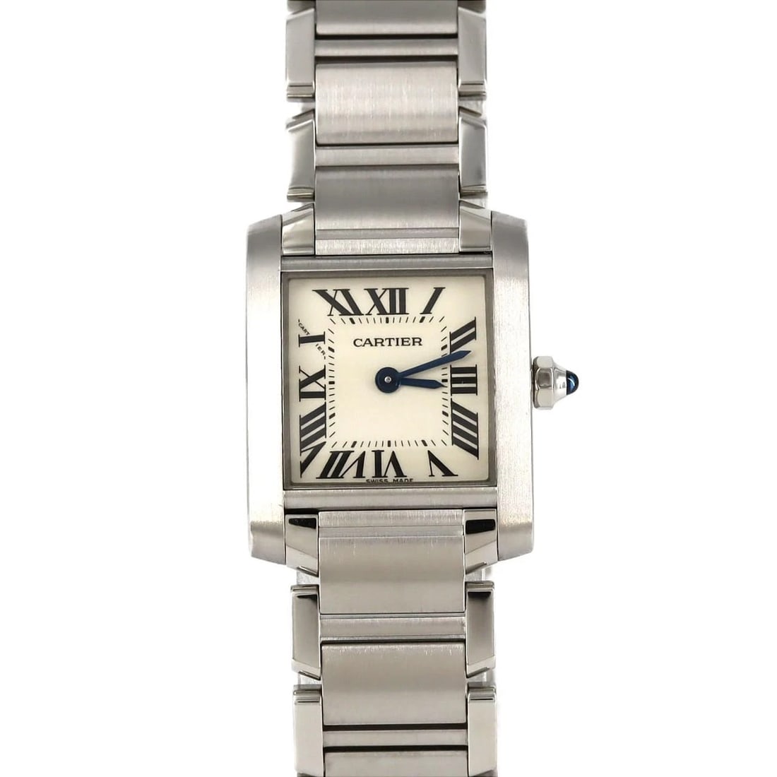 CARTIER TANK FRANÇAISE STAINLESS STEEL QUARTZ WATCH: Cartier Tank Française Stainless Steel Quartz Watch Brand: CARTIER Type: Wrist watch Material: Case: Stainless Steel Breath: Stainless Steel Color: Dial color silver Size: Case diameter: 20x25mm Max