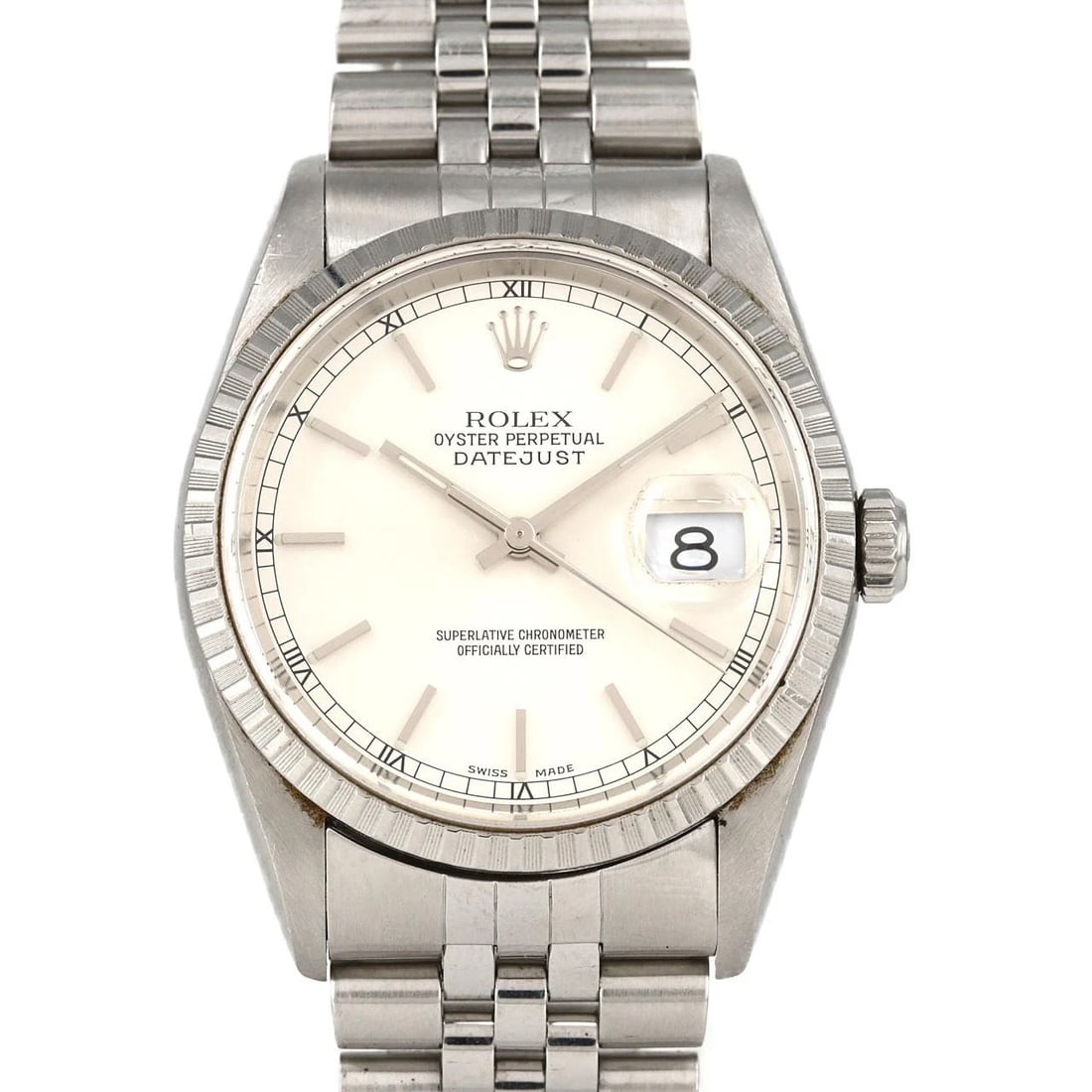 ROLEX DATEJUST STAINLESS STEEL WATCH: Rolex Datejust Stainless Steel Watch Brand: ROLEX Type: Wrist watch Material: Case: Stainless Steel Breath: Stainless Steel Color: Dial color silver Size: Case diameter: Approx. 36 mm Max wrist