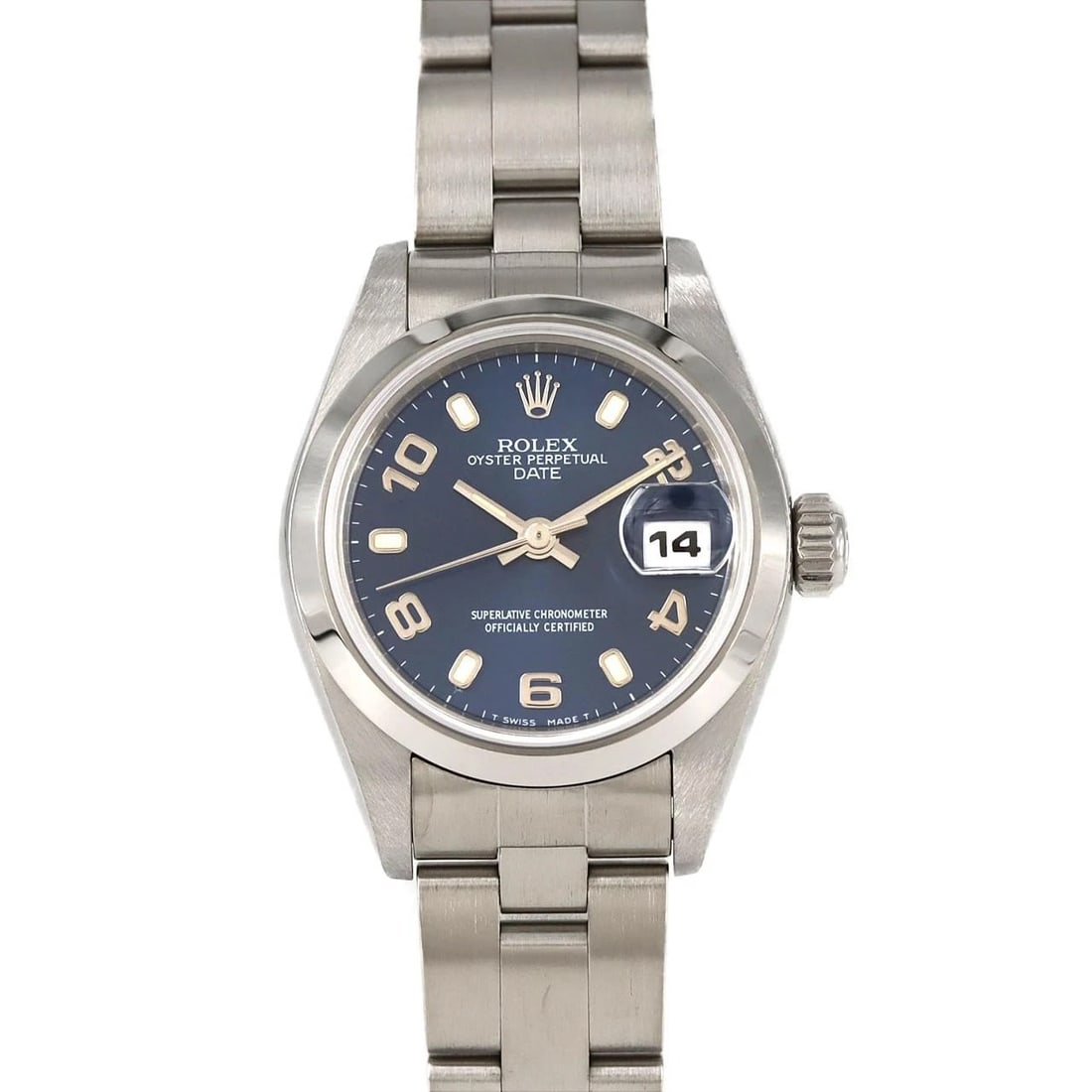ROLEX OYSTER PERPETUAL DATE STAINLESS STEEL MECHANICAL AUTOMATIC WATCH: Rolex Oyster Perpetual Date Stainless Steel Mechanical Automatic Watch Brand: ROLEX Type: Wrist watch Material: Case: Stainless Steel Breath: Stainless Steel Color: Dial color blue/arabic Size: Case d