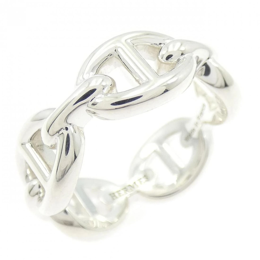 HERMES CHAINE D'ANCRE ENCHAINE RING: Hermes Chaine d'Ancre Enchaine Ring Brand: HERMES Type: Hermes Ring Material: 925Silver, Color: Silver Size: US5 Accessories: None Accessories Notice: When purchasing pre-owned goods, plea