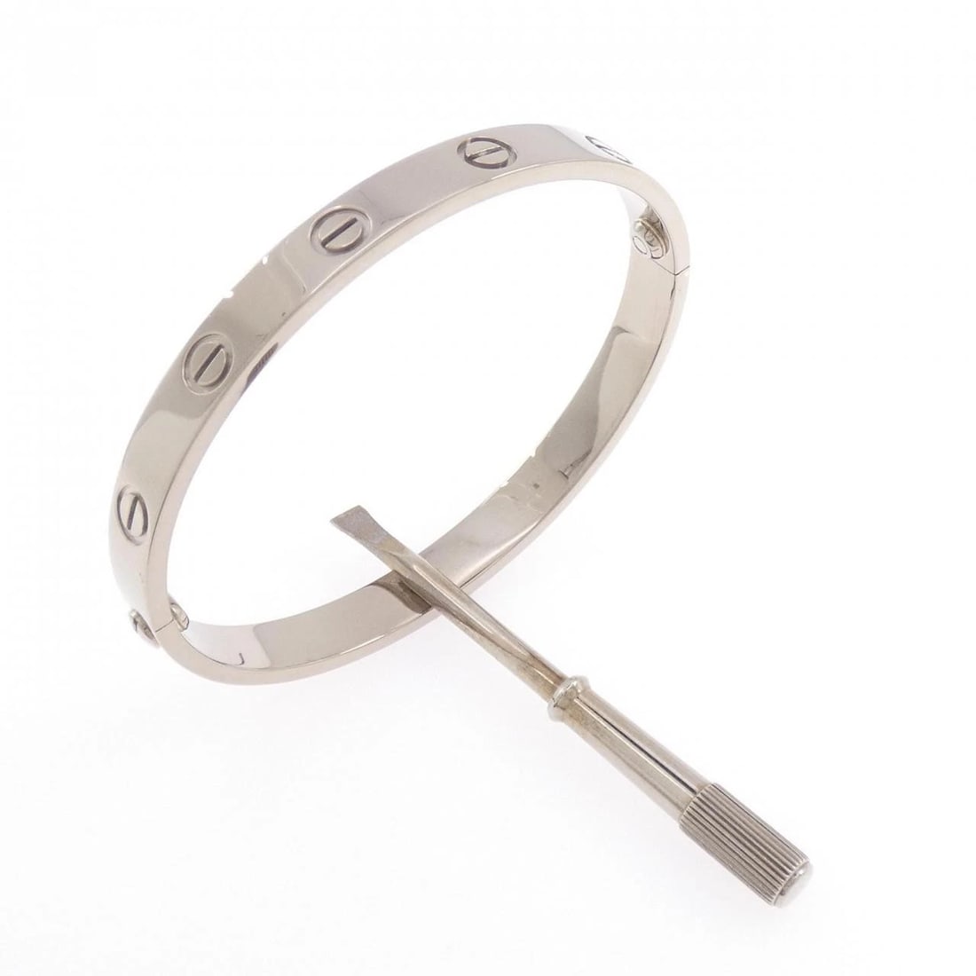 CARTIER LOVE BRACELET: Cartier Love Bracelet Brand: CARTIER Type: Cartier Bracelets Material: 750 White Gold, Color: White Gold Size: Actual Size Max width approx.: 6.3mm Size 15.5cm(16) Accessories: None Access