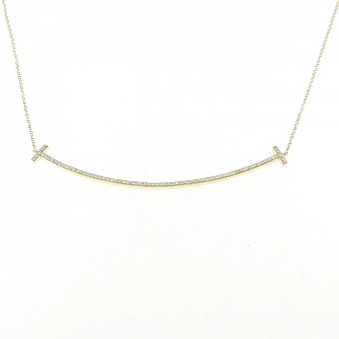 TIFFANY & CO. T SMILE LARGE NECKLACE: TIFFANY & Co. T Smile Large Necklace Brand: TIFFANY&Co. Type: TIFFANY&Co. Necklace Material: 750 Yellow Gold, Main Stone/Creation Natural Color: Yellow Gold Size: Actual Size Pendant length approx. x 