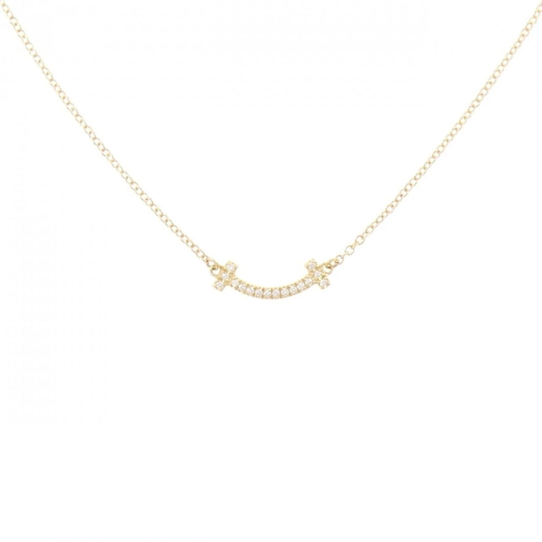 TIFFANY & CO. T SMILE MINI NECKLACE: TIFFANY & Co. T Smile Mini Necklace Brand: TIFFANY&Co. Type: TIFFANY&Co. Necklace Material: 750 Yellow Gold, Main Stone/Creation Natural Color: yellow Gold Size: Actual Size Pendant length approx. x w