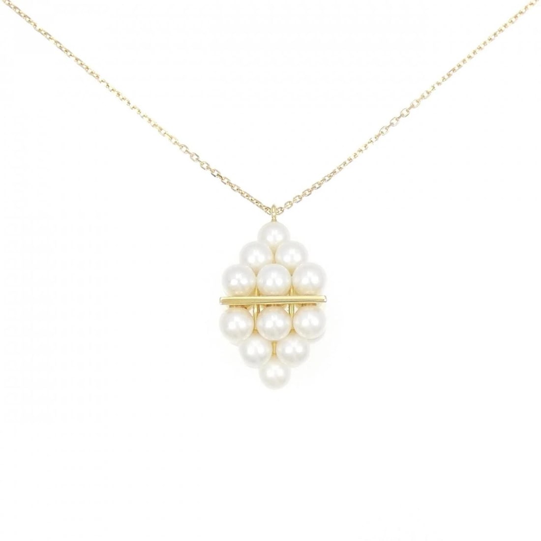 TASAKI PYRAMID PEARL NECKLACE: Tasaki Pyramid Pearl Necklace Brand: TASAKI Type: Tasaki Necklace Material: K18 yellow gold, Main Stone/Creation Freshwater Pearl Color: yellow Gold Size: Actual Size Pendant length approx. x width