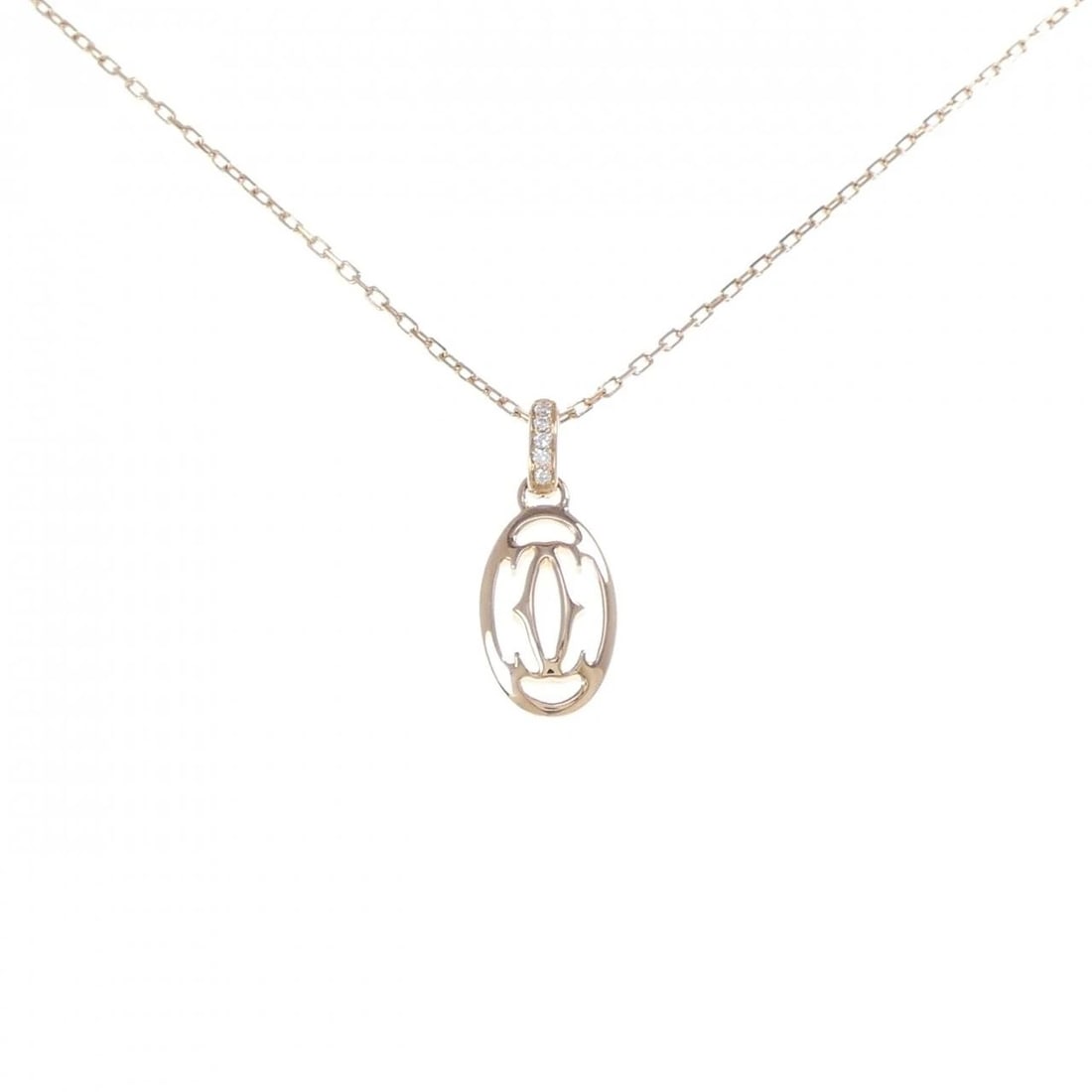CARTIER LOGO NECKLACE: Cartier logo necklace Brand: CARTIER Type: Cartier Necklace Material: 750 Pink Gold , Main Stone/Creation Natural Color: Pink Gold Size: Actual Size Pendant length approx. x width approx.: