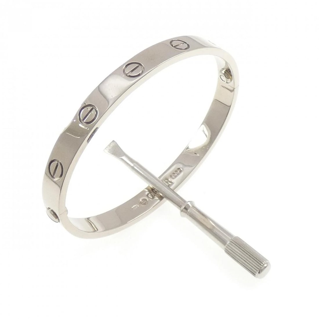 CARTIER LOVE BRACELET: Cartier Love Bracelet Brand: CARTIER Type: Cartier Bracelets Material: 750 White Gold, Color: White Gold Size: Actual Size Max width approx.: 6.1mm Size 15.5cm(16) Accessories: None Access