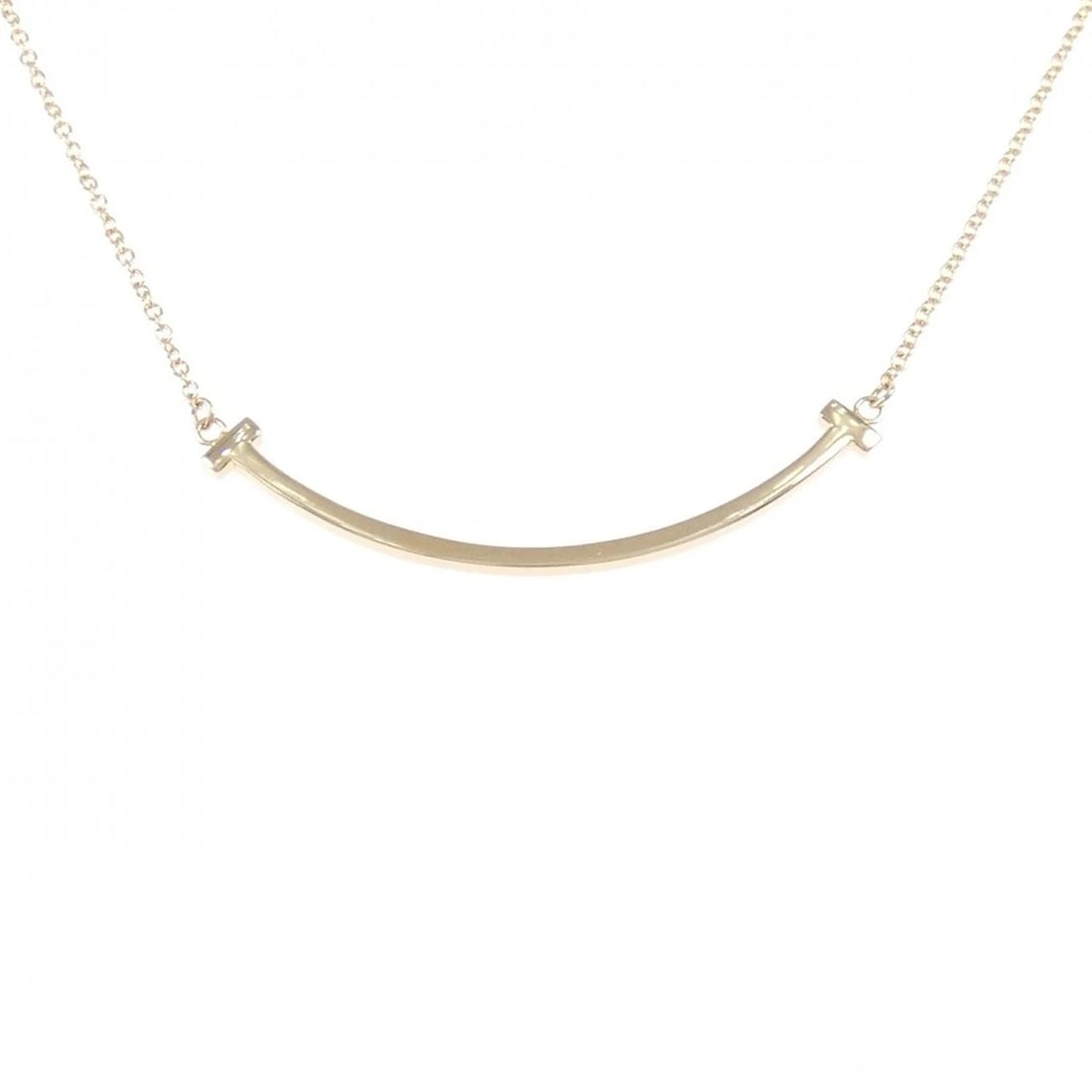 TIFFANY&CO. T SMILE SMALL NECKLACE: TIFFANY&Co. T Smile Small Necklace Brand: TIFFANY&Co. Type: TIFFANY&Co. Necklace Material: 750 Pink Gold , Color: Pink Gold Size: Actual Size Pendant length approx. x width approx.: 3.6mmx37.7mm Chain