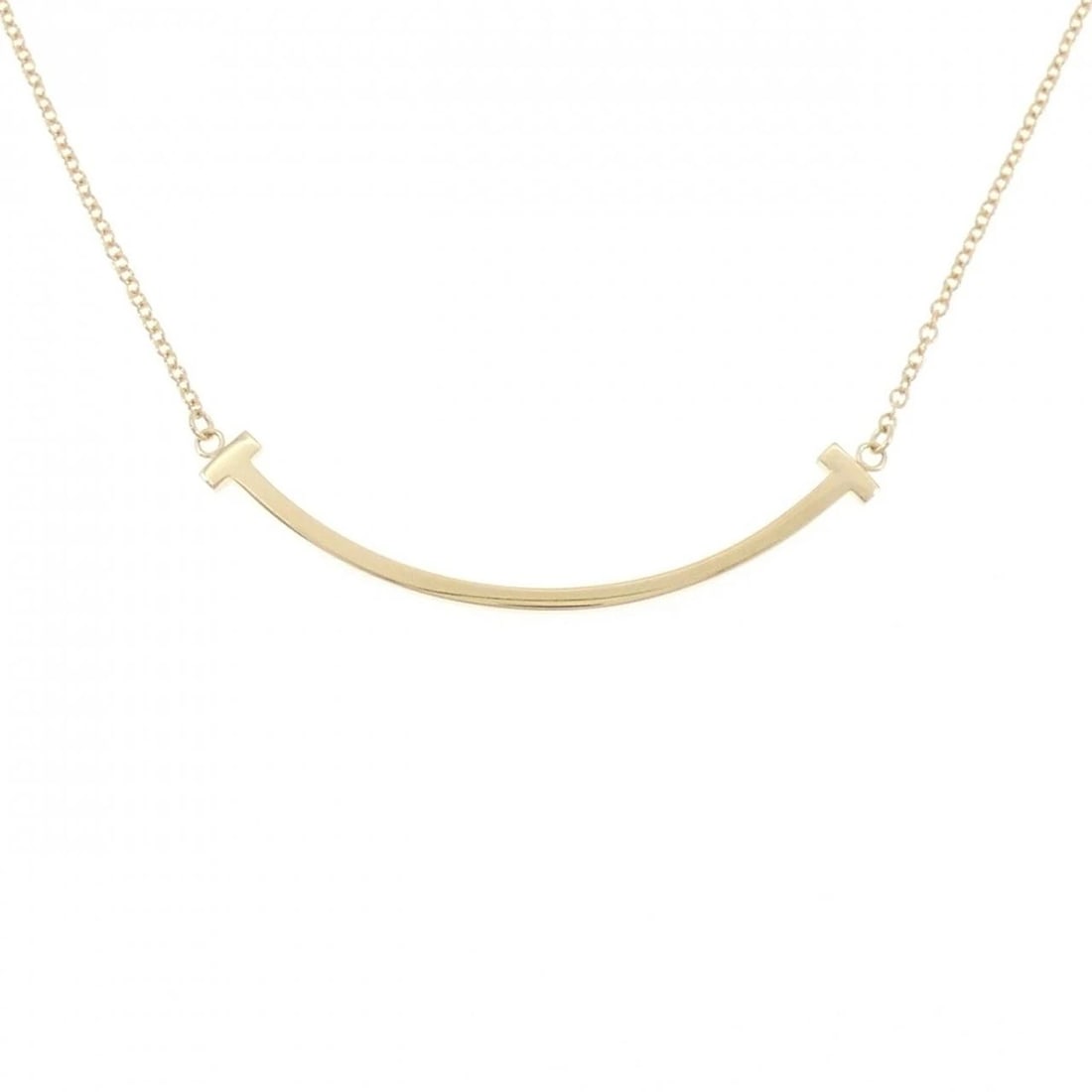 TIFFANY&CO. T SMILE SMALL NECKLACE: TIFFANY&Co. T Smile Small Necklace Brand: TIFFANY&Co. Type: TIFFANY&Co. Necklace Material: 750 Yellow Gold, Color: Yellow Gold Size: Actual Size Pendant length approx. x width approx.: 3.6mmx36.9mm Ch