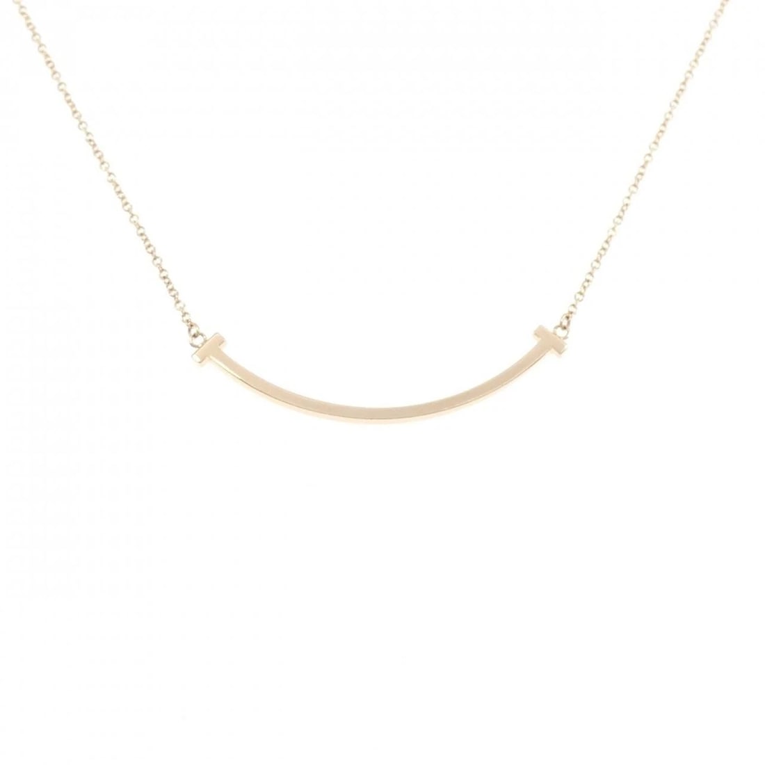 TIFFANY&CO. T SMILE SMALL NECKLACE: TIFFANY&Co. T Smile Small Necklace Brand: TIFFANY&Co. Type: TIFFANY&Co. Necklace Material: 750 Pink Gold , Color: Pink Gold Size: Actual Size Pendant length approx. x width approx.: 3.6mmx37.0mm