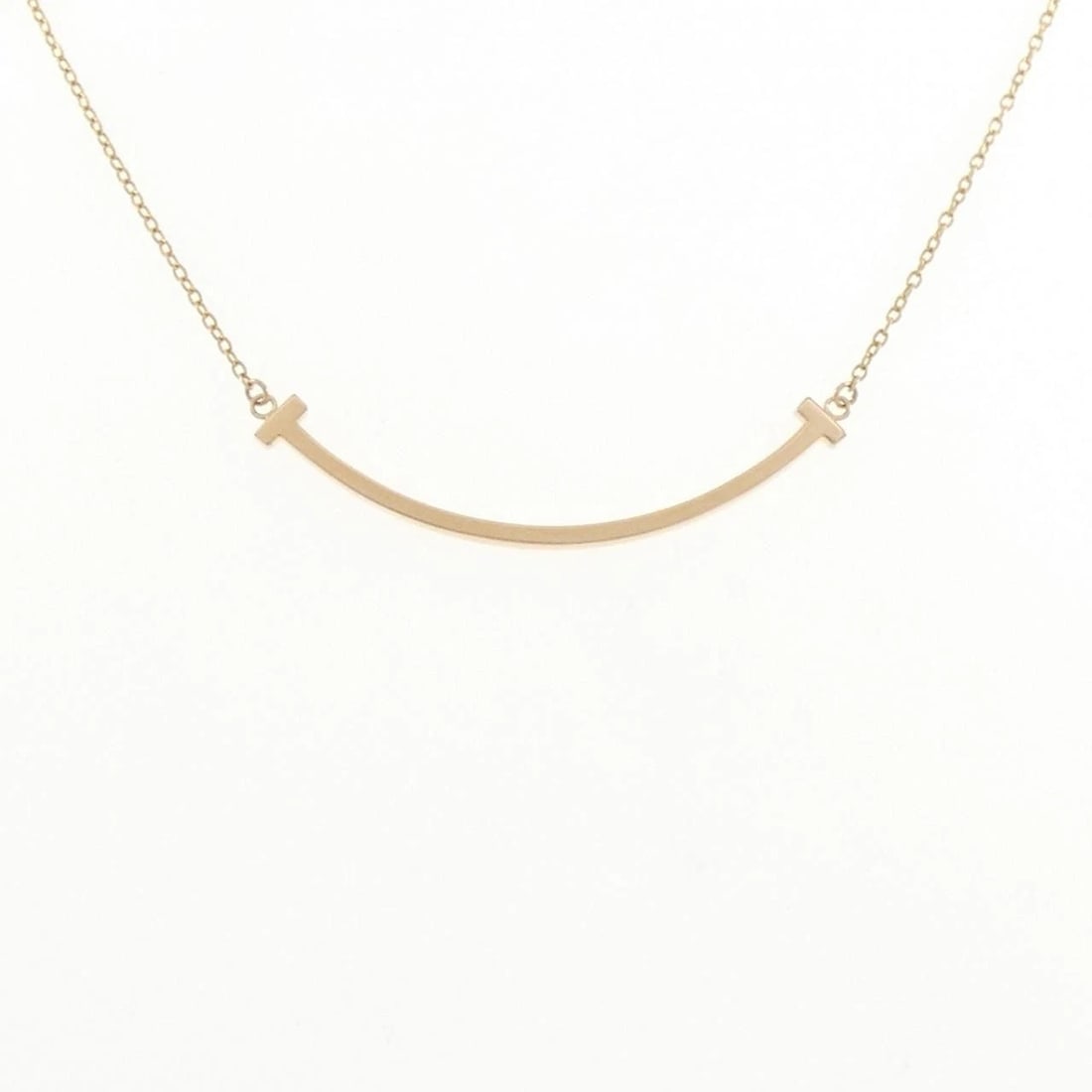 TIFFANY&CO. T SMILE SMALL NECKLACE: TIFFANY&Co. T Smile Small Necklace Brand: TIFFANY&Co. Type: TIFFANY&Co. Necklace Material: 750 Pink Gold , Color: Pink Gold Size: Actual Size Pendant length approx. x width approx.: 3.5mmx36.9mm