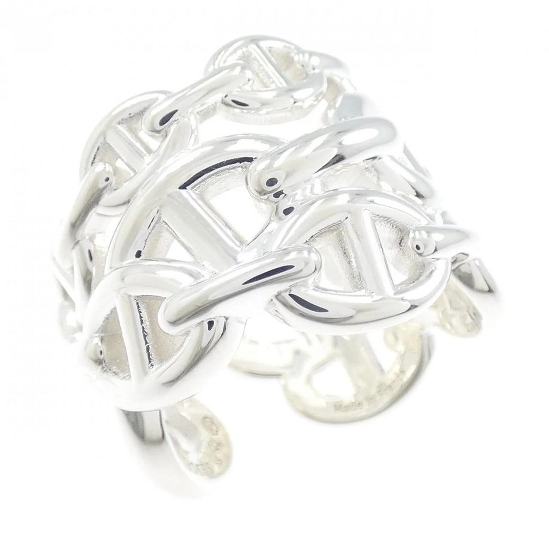 HERMES CHAINE D'ANCRE ENCHAINE RING: Hermes Chaine d'Ancre Enchaine Ring Brand: HERMES Type: Hermes Ring Material: 925Silver, Color: Silver Size: US7 1/4(55) Accessories: None Accessories Notice: When purchasing pre-owned goo