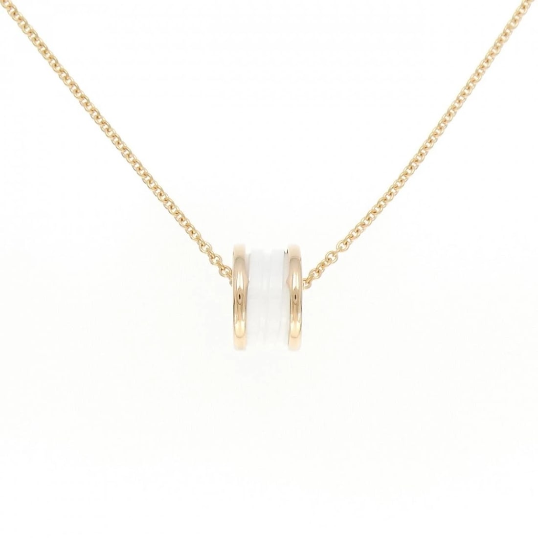 BVLGARI B.ZERO1 NECKLACE: Bvlgari B.zero1 Necklace Brand: BVLGARI Type: Bulgari Necklace Material: 750 pink gold/ceramic, Color: Pink Gold Size: Actual Size Pendant length approx. x width approx.: 14.7mmx9.2mm Chain maximum wi