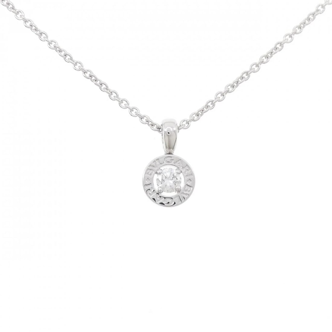 BVLGARI NECKLACE: BVLGARI Necklace Brand: BVLGARI Type: Bulgari Necklace Material: 750 White Gold, Main Stone/Creation Natural Color: White Gold Size: Actual Size Pendant length approx. x width approx.: 15.4mmx9.1mm