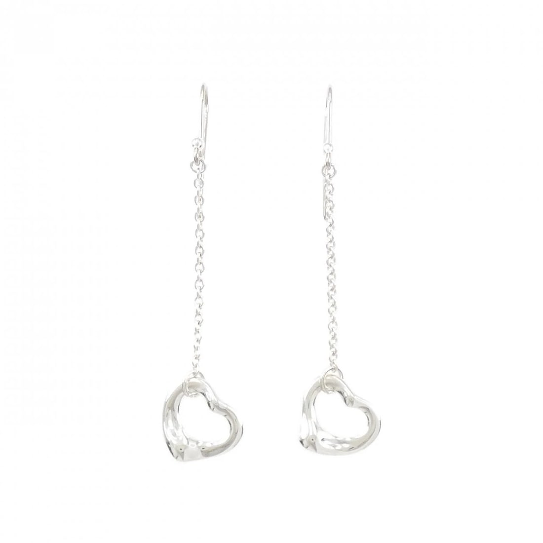 TIFFANY & CO. OPEN HEART DROP EARRINGS: TIFFANY & Co. Open Heart Drop Earrings Brand: TIFFANY&Co. Type: TIFFANY&Co. Pierce/Earring Material: 925Silver, Color: Silver Size: Actual Size Approx. height x width: 39.0mm x 10.6mm Accessories: