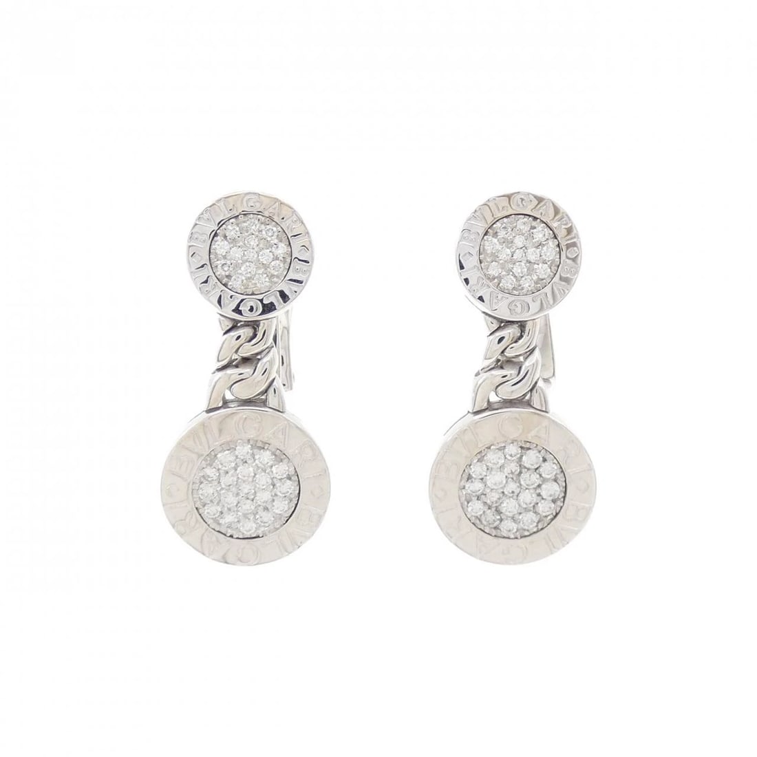 BVLGARI EARRING: BVLGARI Earring Brand: BVLGARI Type: Bvlgari Pierce/Earring Material: 750 white gold, Main Stone/Creation natural Color: white gold Size: Actual Size Approx. length x width: 28.2mm x 12.8mm