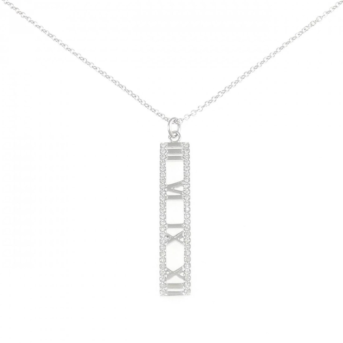 TIFFANY & CO. ATLAS NECKLACE: TIFFANY & Co. Atlas Necklace Brand: TIFFANY&Co. Type: TIFFANY&Co. Necklace Material: 750 white gold, Main Stone/Creation natural Color: white gold Size: Actual Size Pendant length approx. x width