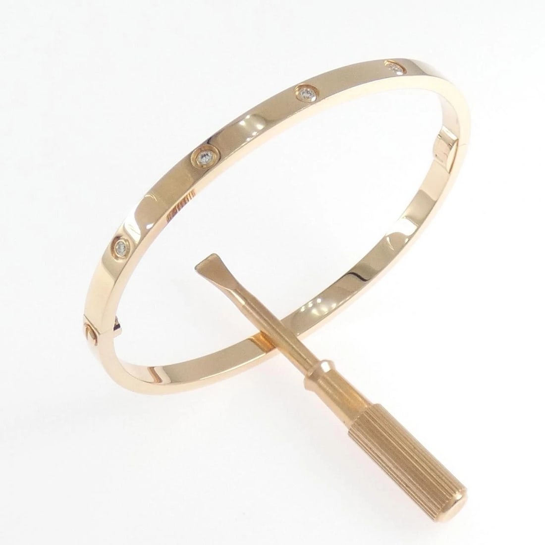 CARTIER LOVE BRACELET SMALL 10P: Cartier Love Bracelet Small 10P Brand: CARTIER Type: Cartier Bracelets Material: 750 Pink Gold, Main Stone/Creation natural Color: Pink Gold Size: Actual Size Max width approx: 3.5mmSize 15.5cm(16)