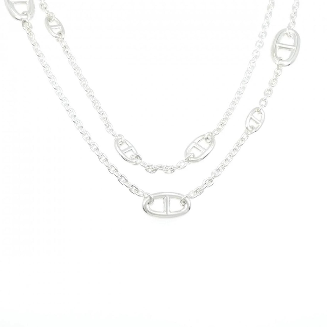 HERMES FARANDOLE NECKLACE: Hermes Farandole Necklace Brand: HERMES Type: Hermes Necklace Material: 925Silver, Color: Silver Size: Actual Size Max width approx.: 14.0mm Chain maximum width approx.: 4.0mmSize 118cm Accessories: