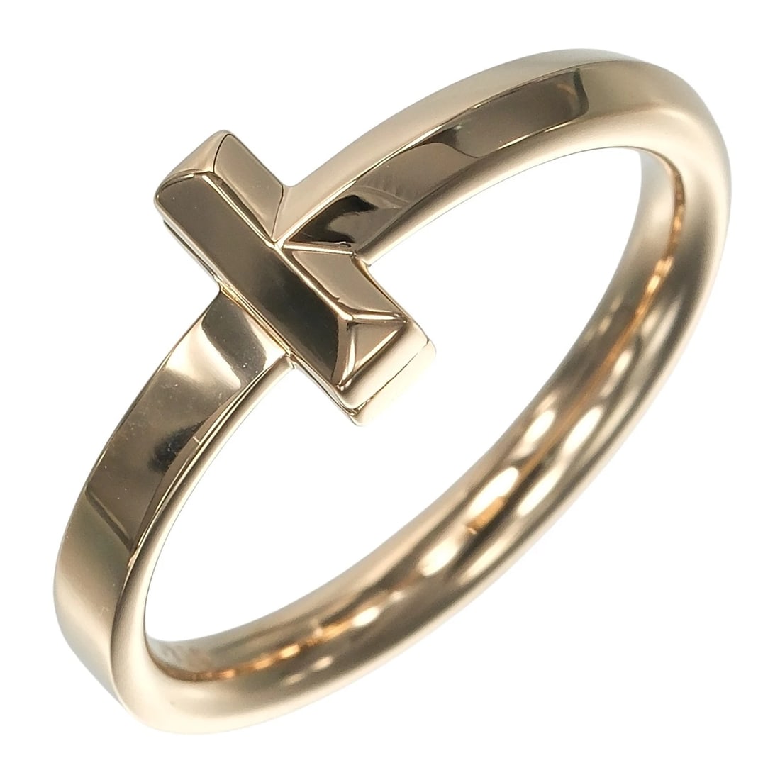 TIFFANY&CO. T ONE RING K18 PINK GOLD: TIFFANY&Co. T one Ring K18 Pink Gold Brand: TIFFANY&Co. Type: Ring Material: 18K Pink Gold, Color: Gold Size: 5.6(US Accessories: None Accessories Notice: When purchasing pre-owned goods, please