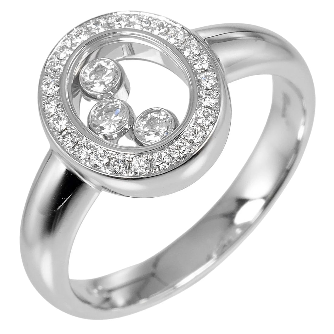 CHOPARD HAPPY RING K18 WHITE GOLD: Chopard Happy Ring K18 white gold Brand: Chopard Type: Ring Material: K18 white gold, Color: Silver Size: 4.5(US Accessories: None Accessories Notice: When purchasing pre-owned goods, plea