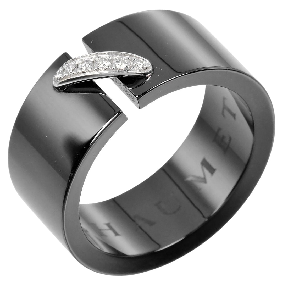 CHAUMET LIAN RING K18 WHITE GOLD/CERAMIC: Chaumet Lian Ring K18 white gold/ceramic Brand: Chaumet Type: Ring Material: K18 white gold, Color: Silver Size: 9.2(US Accessories: None Accessories Notice: When purchasing pre-owned good