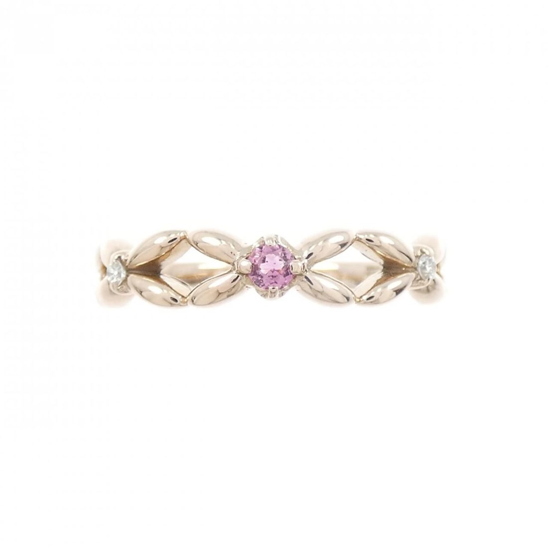 K18PG TOURMALINE RING: K18PG tourmaline ring Brand: Unbranded Type: Ring Material: K18PG, Main Stone/Creation Tourmaline Secondary Stone diamond Color: Pink Gold Size: US7 Accessories: None Accessories Notice: When