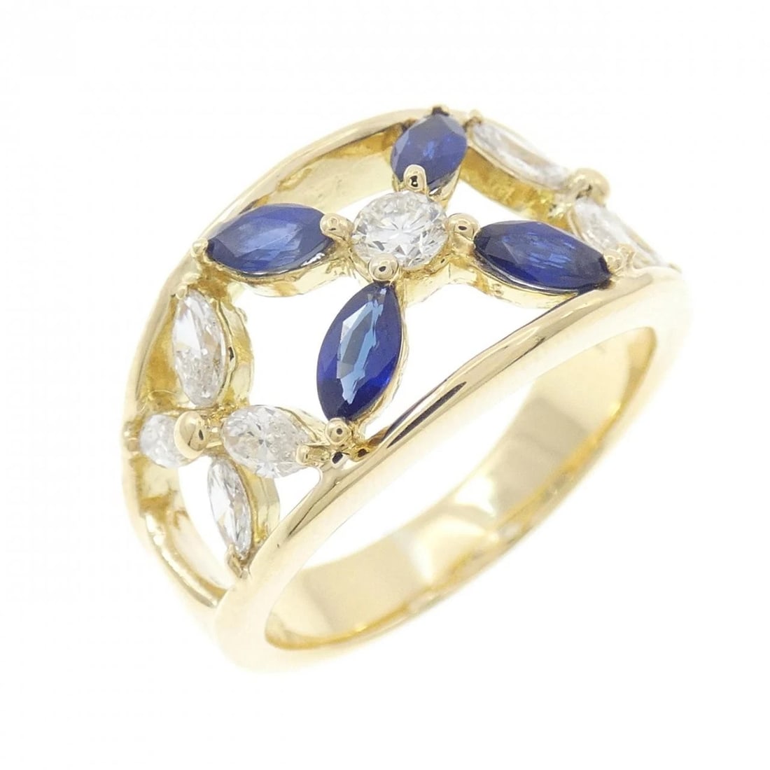 K18YG SAPPHIRE RING: K18YG Sapphire Ring Brand: Unbranded Type: Sapphire Ring Material: K18YG, Main Stone/Creation SapphireSecondary Stone Diamond Color: Yellow Gold Size: US7 1/4 Accessories: None Accessories