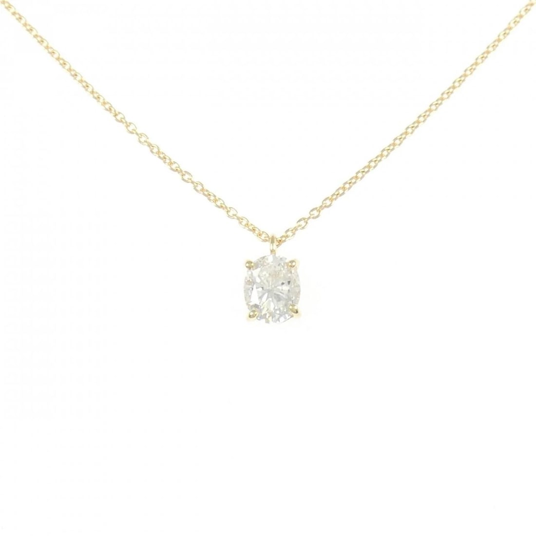 K18YG DIAMOND NECKLACE: K18YG Diamond Necklace Brand: Unbranded Type: Necklace Material: K18YG, Main Stone/Creation Natural Color: Yellow Gold Size: Actual Size Pendant length approx. x width approx.: 7.3mmx4.4mm Chain