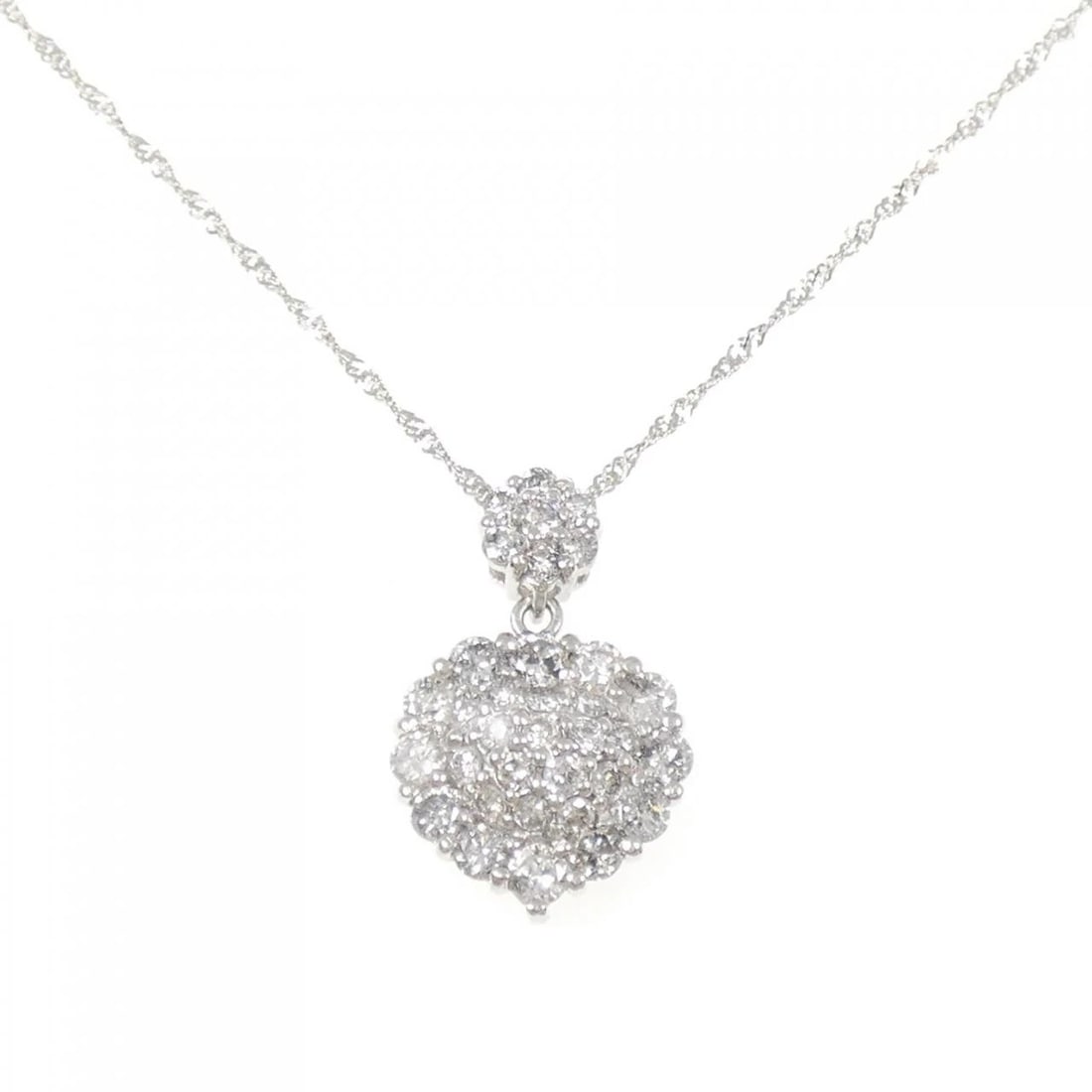 PT900/PT850 DIAMOND NECKLACE: PT900/PT850 Diamond Necklace Brand: Unbranded Type: Diamond Necklace Material: PT900/PT850, Main Stone/Creation Natural Color: Silver Size: 43cm Actual Size Pendant length approx. x width approx.: