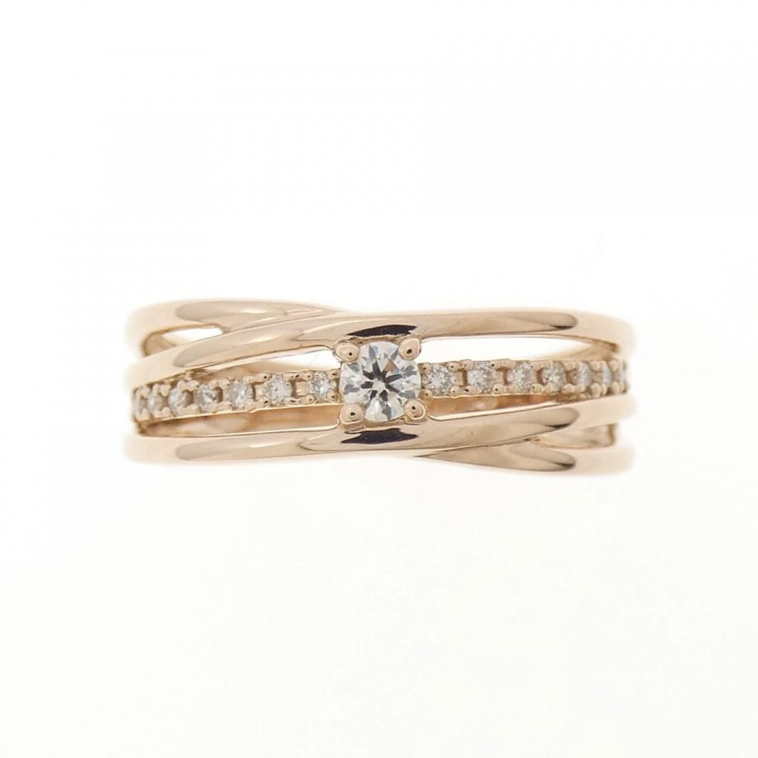 K18PG DIAMOND RING: K18PG Diamond Ring Brand: Unbranded Type: Diamond Ring Material: K18PG, Main Stone/Creation Natural Color: Pink Gold Size: US5 3/4 Accessories: None Accessories Notice: When purchasing pre-owned