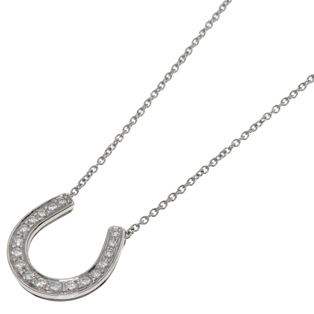 TIFFANY&CO. HORSESHOE DIAMOND NECKLACE: TIFFANY&Co. Horseshoe Diamond Necklace Brand: TIFFANY&Co. Type: Necklace Material: Platinum PT950, Main Stone/Creation Natural Color: Exterior Color Silver Size: Chain Length:15.7inch/40cm Chain Width