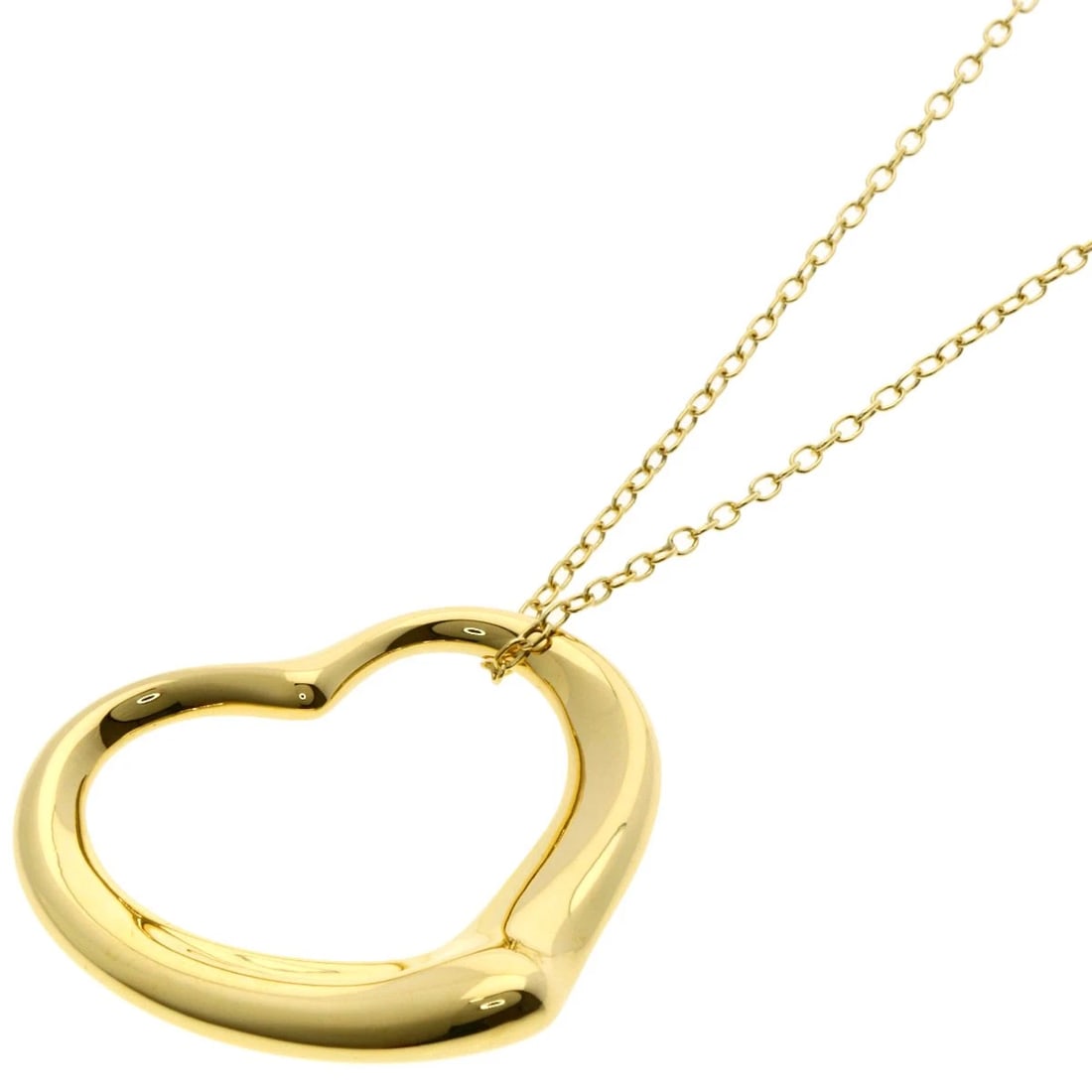 TIFFANY&CO. OPEN HEART NECKLACE K18 YELLOW GOLD: TIFFANY&Co. Open heart Necklace K18 Yellow Gold Brand: TIFFANY&Co. Type: Necklace Material: K18 Yellow Gold, Color: Exterior Color Gold Size: Chain Length:29.9inch/76cm Chain Width:0.6inch/1.5mm Top S