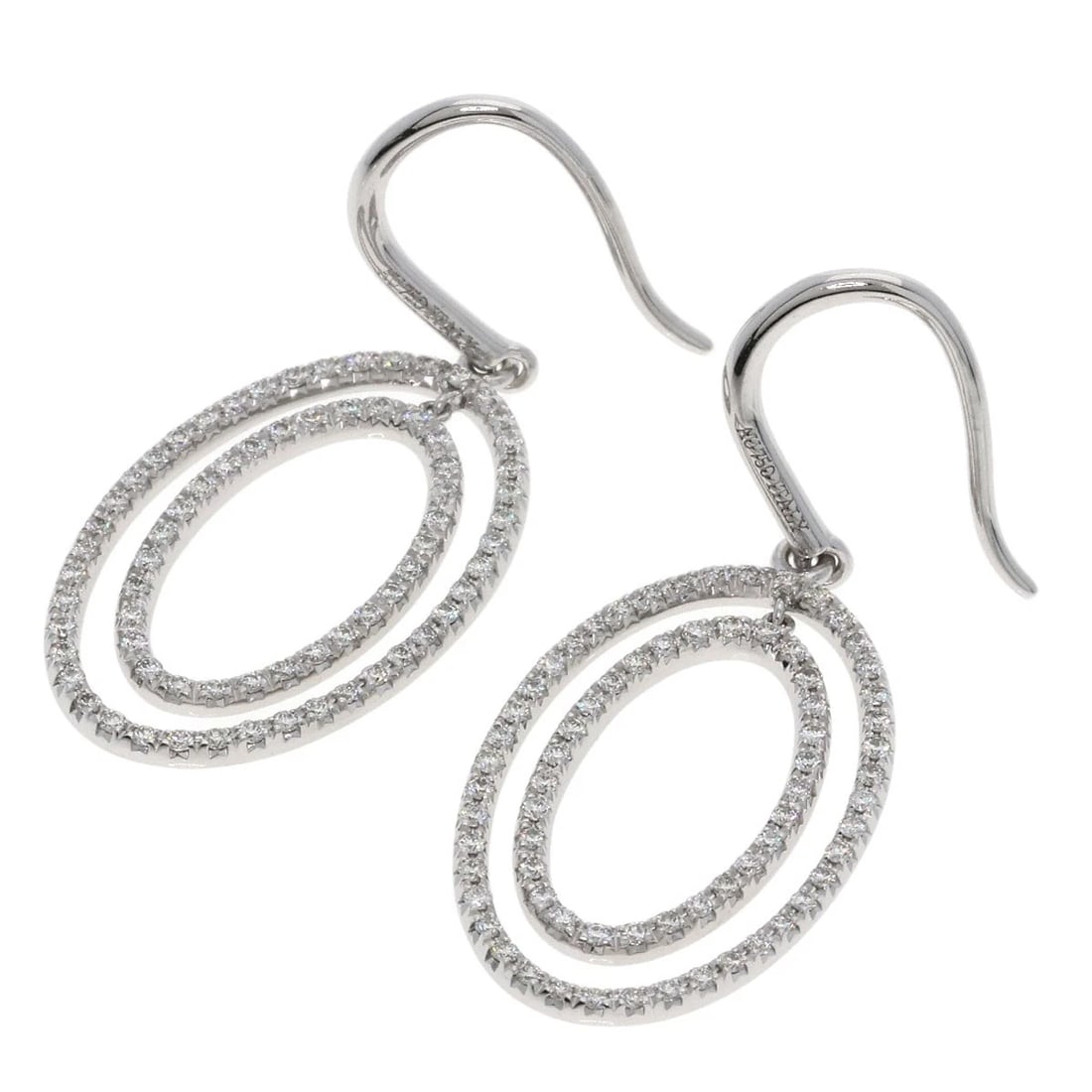 TIFFANY&CO. METRO DOUBLE CIRCLE DROP DIAMOND EARRING: TIFFANY&Co. Metro Double Circle Drop Diamond earring Brand: TIFFANY&Co. Type: earring Material: K18 White Gold, Main Stone/Creation Natural Color: Exterior Color Silver Size: Top Size:1.0inch/24.4x14x