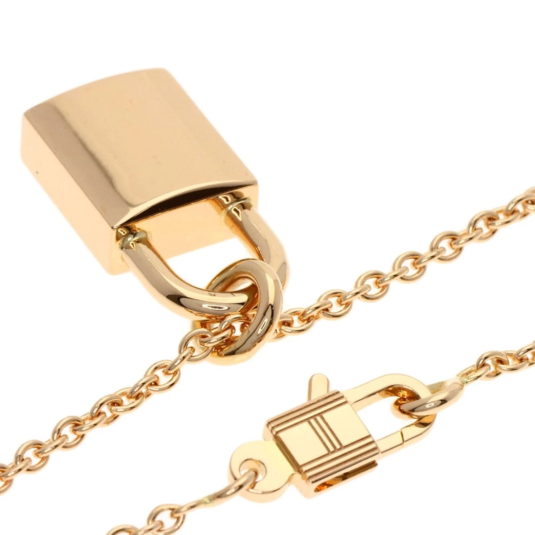 HERMES KELLY CADENA DIAMOND AMULET NECKLACE: HERMES Kelly Cadena Diamond Amulet Necklace Brand: HERMES Type: Necklace Material: K18 Pink Gold, Main Stone/Creation Natural Color: Exterior Color Silver Size: Chain Length:15.9inch/40.5cm Chain