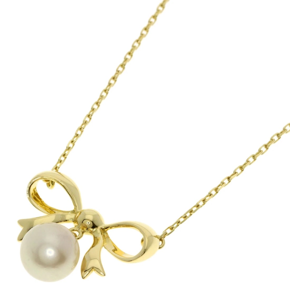 MIKIMOTO PEARL PEARL RIBBON NECKLACE: MIKIMOTO Pearl Pearl Ribbon Necklace Brand: MIKIMOTO Type: Necklace Material: K18 Yellow Gold, Color: Exterior Color Gold Size: Stone Size:0.3inch/7.6mm Chain Length:15.7inch/40cm Chain Width:0.4inch/