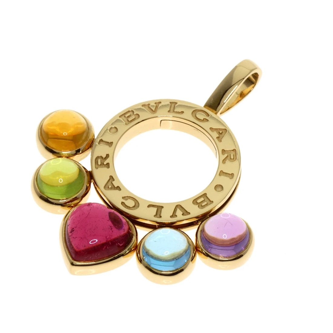 BVLGARI ALLEGRA MULTICOLOR STONE PENDANT TOP: BVLGARI allegra multicolor stone Pendant top Brand: BVLGARI Type: Pendant top Material: K18 Yellow Gold, Color: Exterior Color Gold Size: Top Size:1.1inch/28.3x32.1x5.4mm Accessories: None