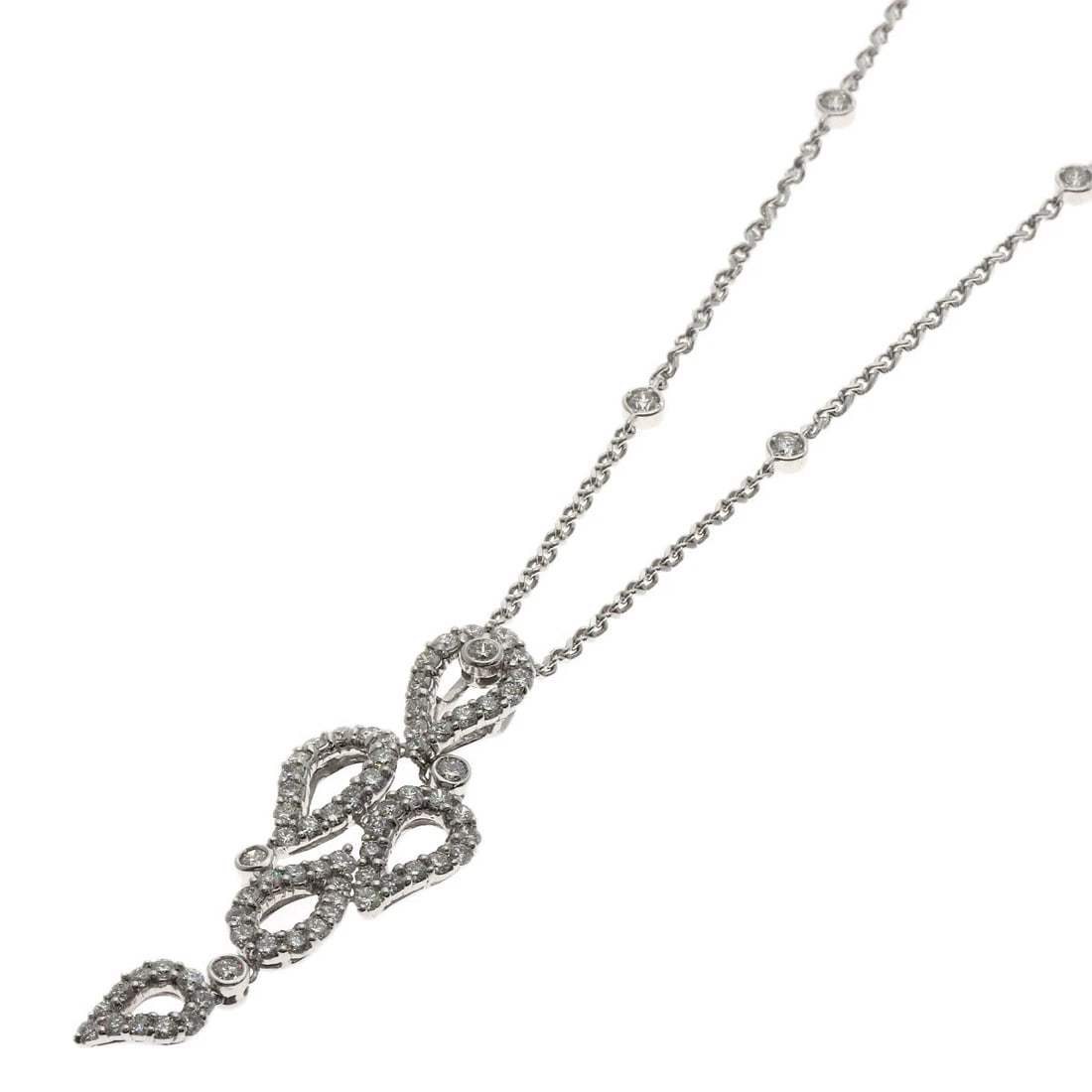 MONNICKENDAM DIAMOND NECKLACE: MONNICKENDAM Diamond Necklace Brand: MONNICKENDAM Type: Necklace Material: Platinum PT850, Main Stone/Creation Natural Color: Exterior Color Silver Size: Chain Length:18.1inch/46cm Chain