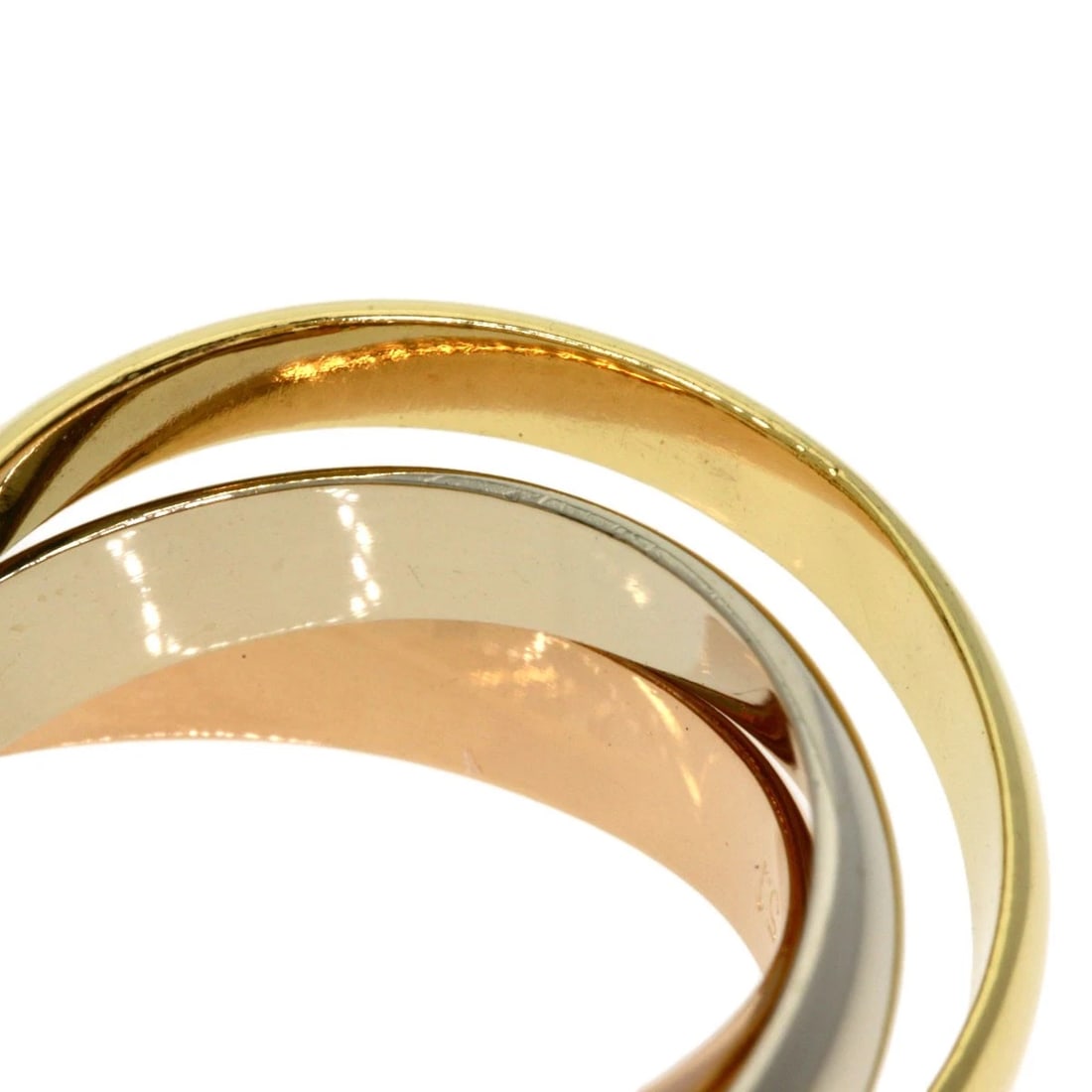 CARTIER TRINITY RING K18 YELLOW GOLD 18K PINK GOLD: CARTIER Trinity Ring K18 Yellow Gold 18K Pink Gold Brand: CARTIER Type: Ring Material: K18 Yellow Gold/K18 White Gold/18K Pink Gold, Color: Exterior Color Gold Size: 5.75 (US) Accessories: None