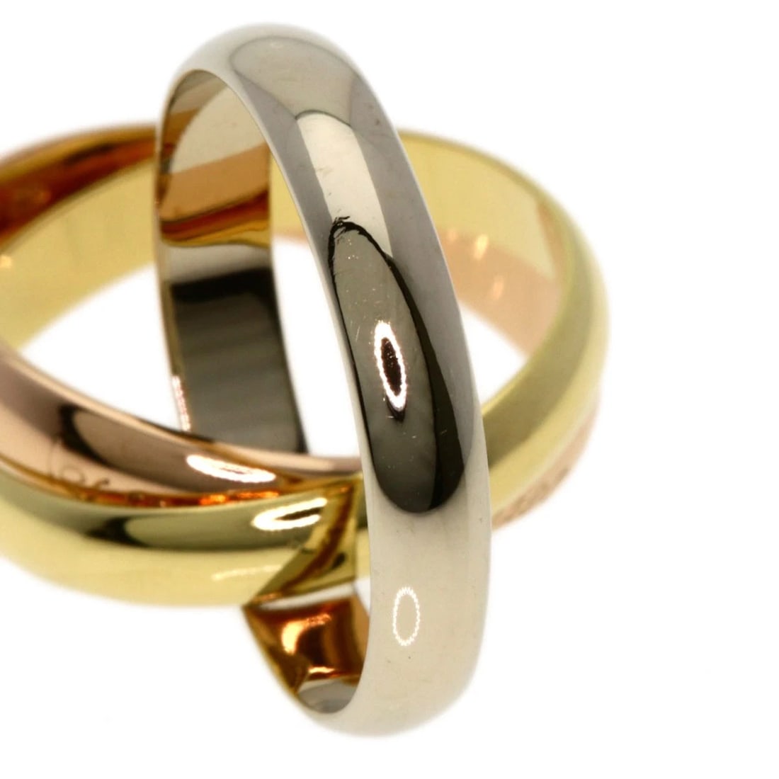 CARTIER TRINITY RING K18 YELLOW GOLD 18K PINK GOLD: CARTIER Trinity Ring K18 Yellow Gold 18K Pink Gold Brand: CARTIER Type: Ring Material: K18 Yellow Gold/K18 White Gold/18K Pink Gold, Color: Exterior Color Gold Size: 5.75 (US) Accessories: None