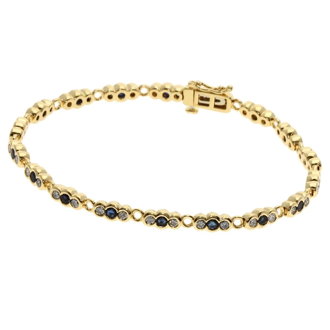 PONTE VECCHIO SAPPHIRE DIAMOND BRACELET: Ponte Vecchio Sapphire Diamond Bracelet Brand: Ponte Vecchio Type: Bracelet Material: K18 Yellow Gold, Color: Exterior Color Gold Size: Inner Circumference:6.7inch/17cm Band Width:0.2inch/4mm Acce