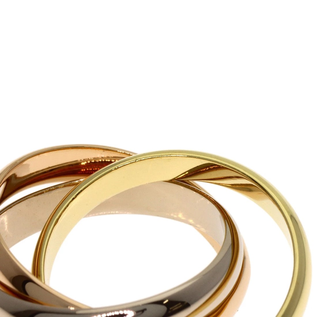CARTIER TRINITY RING: CARTIER Trinity Ring Brand: CARTIER Type: Ring Material: K18 Yellow Gold/K18 White Gold/18K Pink Gold, Color: Exterior Color Gold Size: 5.25 (US) Accessories: None Accessories Notice: When