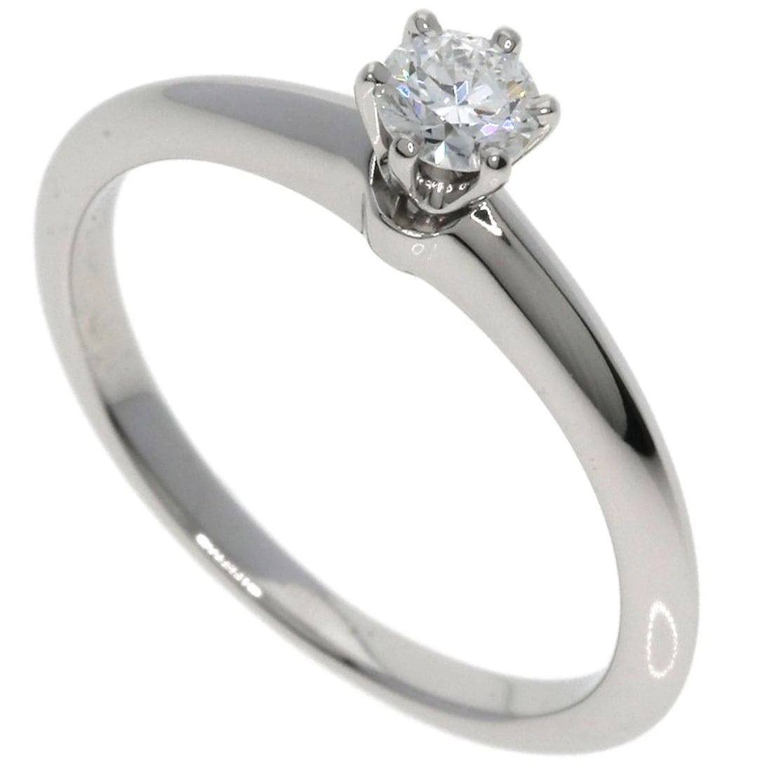 TIFFANY&CO. SOLITAIRE DIAMOND RING: TIFFANY&Co. Solitaire Diamond Ring Brand: TIFFANY&Co. Type: Ring Material: Platinum PT950, Main Stone/Creation Natural Color: Exterior Color Silver Size: 5 (US) Accessories: None Accessories Notice: