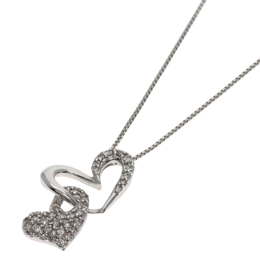 DIAMOND NECKLACE K18 WHITE GOLD: Diamond Necklace K18 White Gold Brand: None Type: Necklace Material: K18 White Gold, Main Stone/Creation Natural Color: Exterior Color Silver Size: Chain Length:17.7inch/45cm Chain