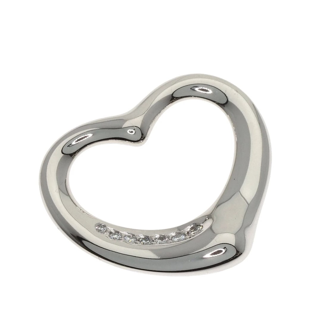 TIFFANY&CO. OPEN HEART DIAMOND PENDANT TOP: TIFFANY&Co. Open Heart Diamond Pendant top Brand: TIFFANY&Co. Type: Pendant top Material: Platinum PT950, Color: Exterior Color Silver Size: Top Size:0.8inch/19.3x21.7x2.5mm F Accessories: None