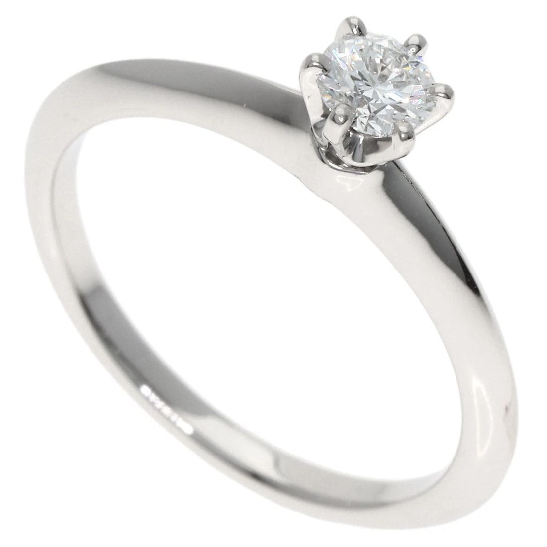 TIFFANY&CO. SOLITAIRE DIAMOND RING: TIFFANY&Co. Solitaire Diamond Ring Brand: TIFFANY&Co. Type: Ring Material: Platinum PT950, Main Stone/Creation Natural Color: Exterior Color Silver Size: 5.75 (US) Accessories: None Accessories