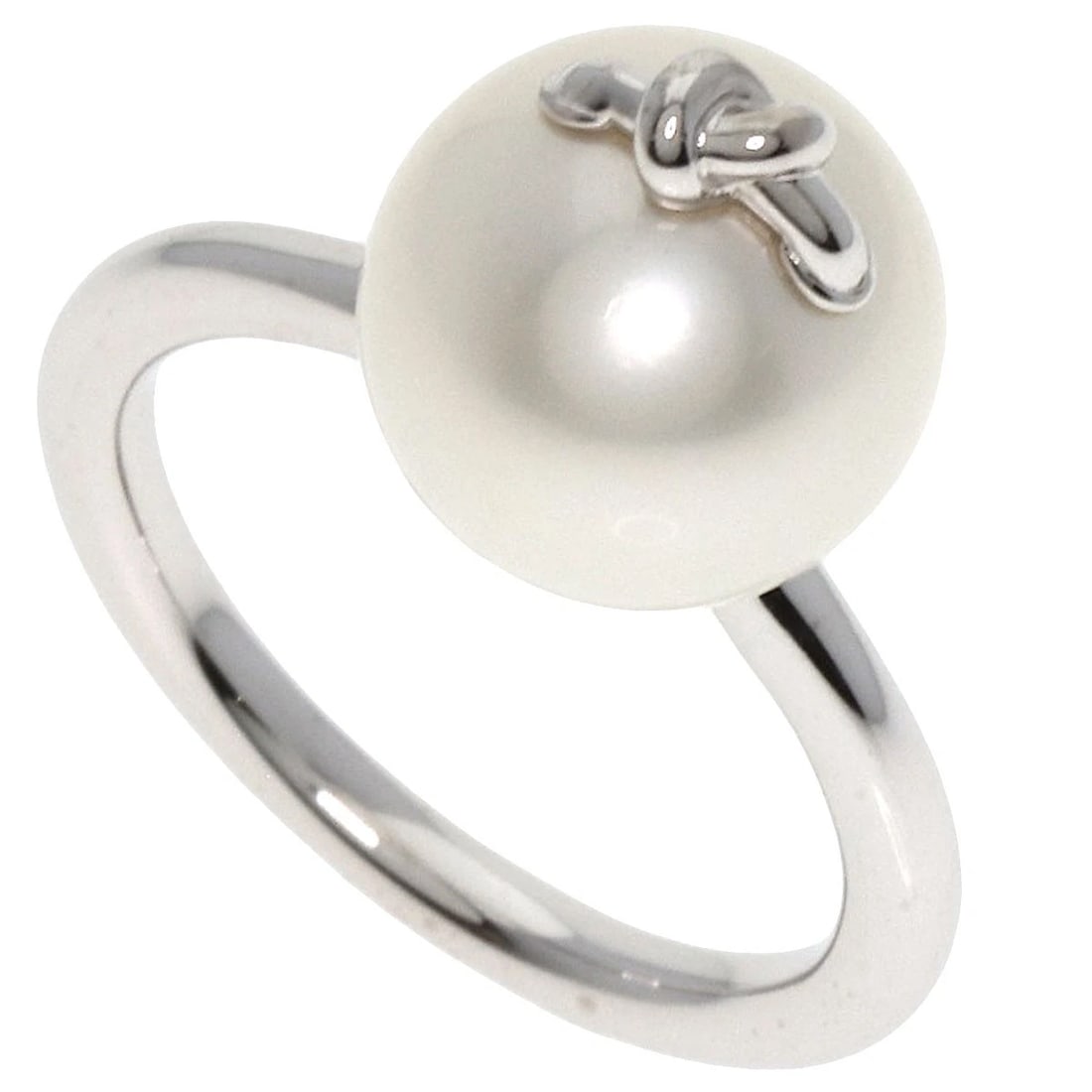 TASAKI MELANIE GEORGACOPOULOS COLLECTION KNOT RING: TASAKI Melanie Georgacopoulos Collection Knot Ring Brand: TASAKI Type: Ring Material: K18 White Gold, Color: Exterior Color Silver Size: 5.75 (US) Accessories: None Accessories Notice: Whe