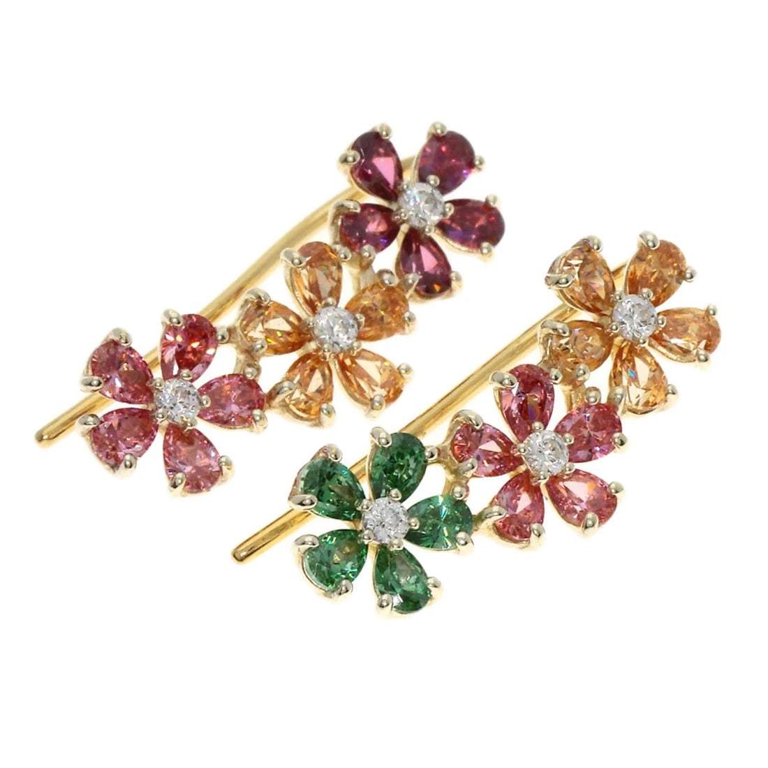 PONTE VECCHIO FLOWER MOTIF CUBIC ZIRCONIA EARRING (1 of 3)