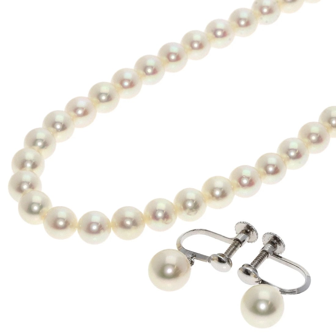 MIKIMOTO PEARL PEARL EARRING 2-PIECE SET NECKLACE SILVER: MIKIMOTO Pearl Pearl Earring 2-piece set Necklace Silver Brand: MIKIMOTO Type: Necklace Material: Silver, Color: Exterior Color Silver Size: Stone Size:0.2inch/5.4-5.9mm Chain Length:15.0inch/38cm