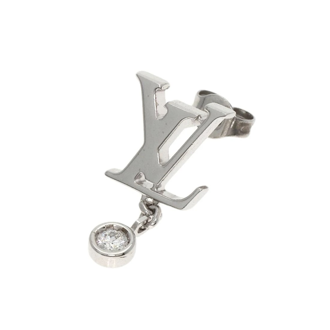 LOUIS VUITTON PUSS LDYLLE BLOSSOM LV DIAMOND SINGLE EARRING: LOUIS VUITTON Puss Ldylle Blossom LV Diamond Single earring Brand: LOUIS VUITTON Type: earring Material: K18 White Gold, Color: Exterior Color Silver Size: Top Size:0.6inch/15.7x7.7mm Accessories: