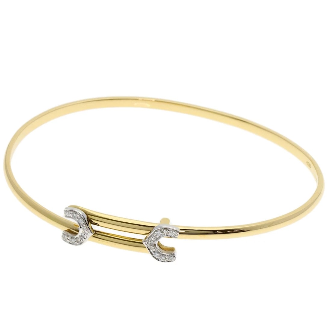 CARTIER 2C DIAMOND BRACELET: CARTIER 2C Diamond Bracelet Brand: CARTIER Type: Bracelet Material: K18 Yellow Gold, Color: Exterior Color Gold Size: Top Size:0.3inch/7.7x23.3x4mm Inner Circumference:7.5inch/19cm Band Width:0.1inch/